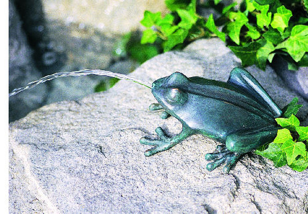 Bronze Mischievous Frog Water Feature for your garden pond